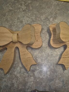 Wooden Bow Wall Decor Pair - Natural Oak Tone